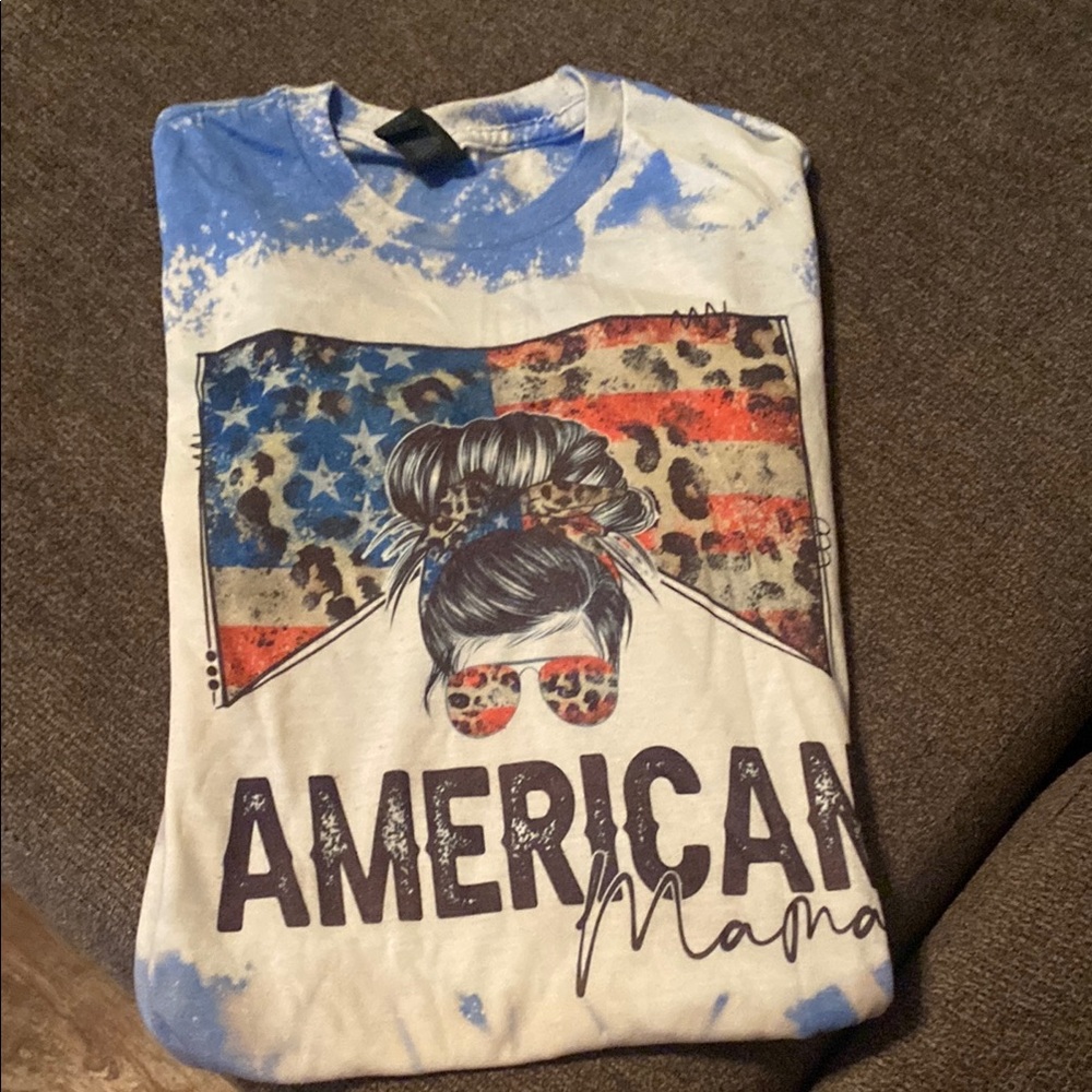 Blue and White Patriotic Short Sleeve Tee